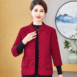 妈妈装短袖棉袄七分袖马甲外穿秋冬季加绒加厚保暖半袖棉衣马夹女