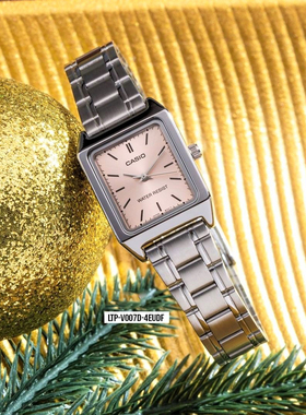 卡西欧ins风复古小方表 指针皮带钢带简约石英手表女LTP-V007D-4E