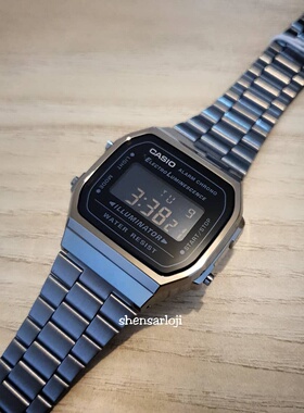 【纯黑有格调】卡西欧casio 复古小方块 电子手表男A168WGG-1A/1B