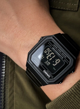 卡西欧CASIO 反显黑色复古中性表电子表 男女手表黑钢B650WB-1B