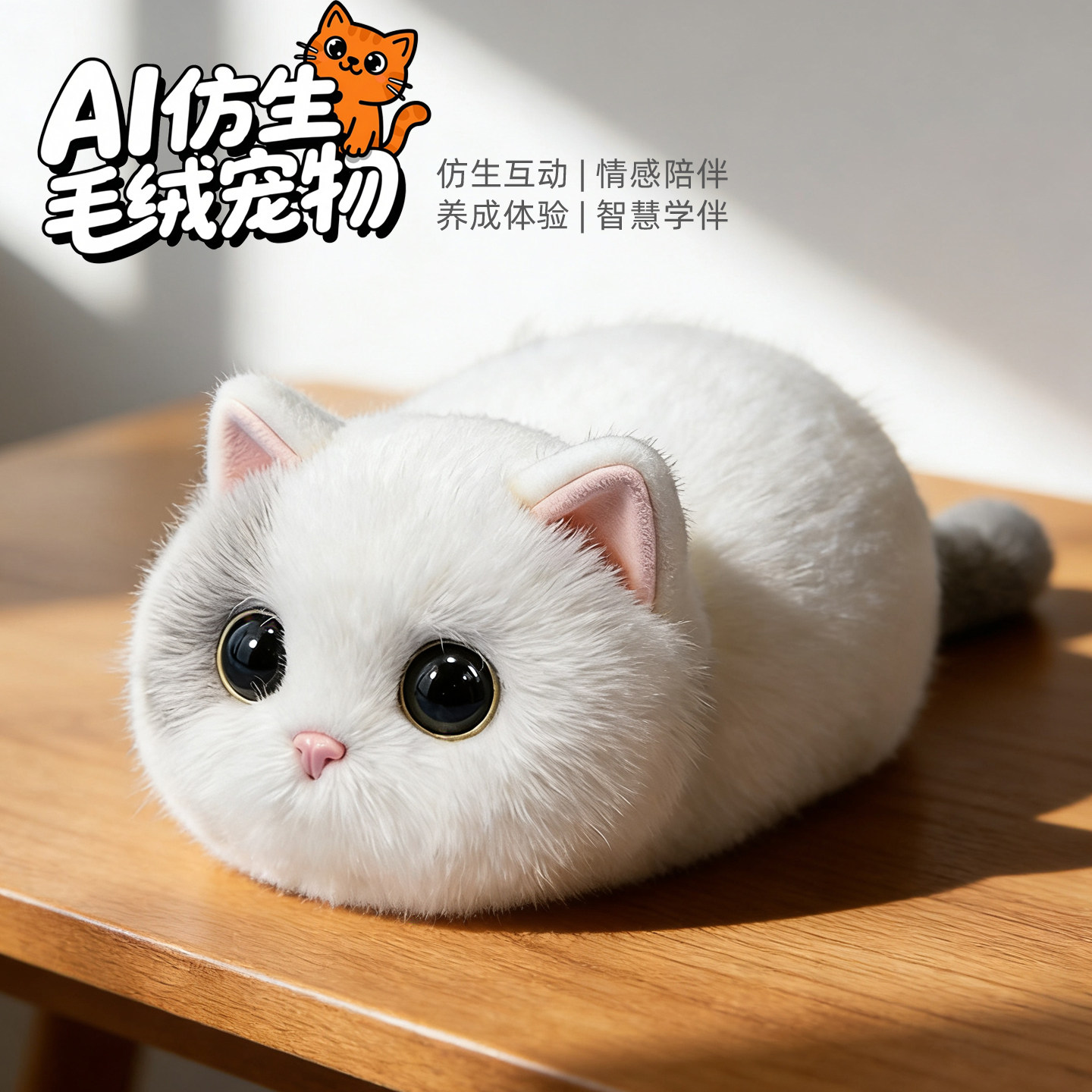 AI仿生毛绒猫咪玩具可爱互动陪伴养成萌宠智能语音对话儿童礼物