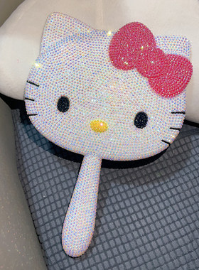 hellokitty满钻镜子手持化妆镜哈喽kt猫镜子diy手工粘钻石材料包