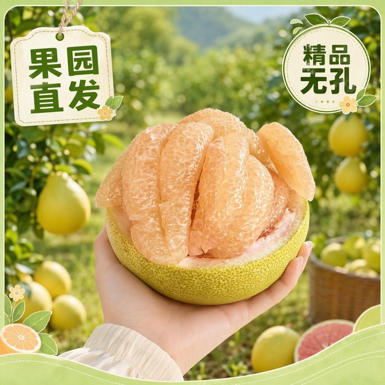 一个包邮老树文旦柚无虾线现摘