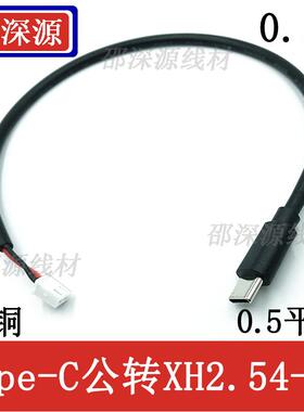 纯铜加粗20AWG0.5平方Type-C公转XH2.54-2P端子连接线2.54端子线