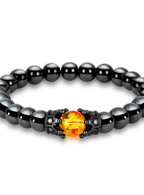 亚马逊爆款赤铁矿石磁石手链锆石枪黑皇冠手串琥珀手链女现货批发