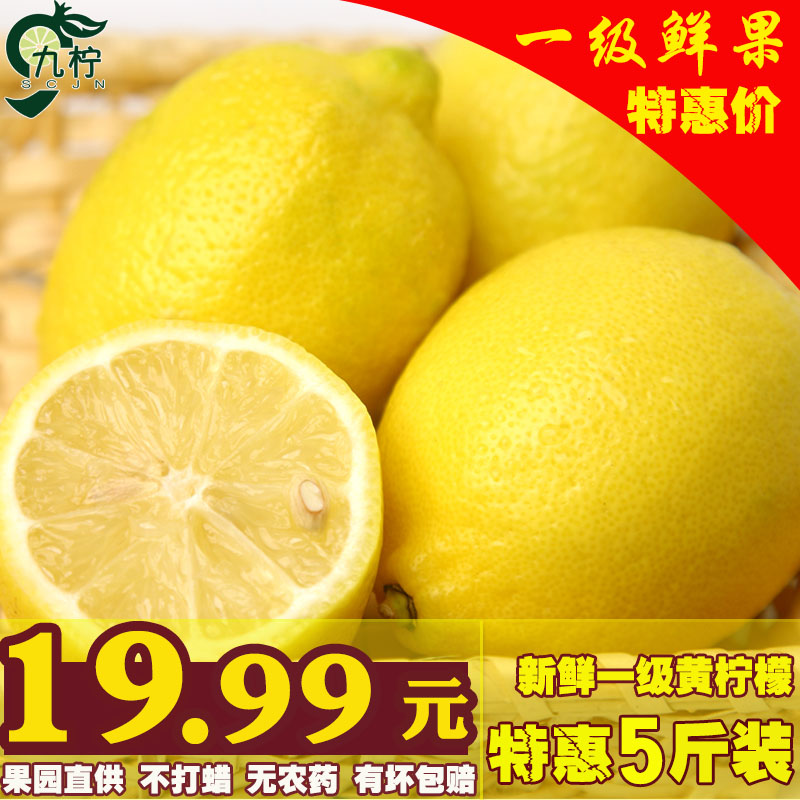 【5斤装】九柠四川安岳一级黄柠檬新鲜水果皮薄多汁榨汁包邮在类目 水产肉类/新鲜蔬果/熟食, 新鲜水果, 柠檬中 - 来自Buy2taobao.com提供专业的淘宝代购服务