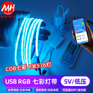 饰usb机箱电脑桌电竞房led变色COB氛围灯 智能RGB灯带电视背景墙装