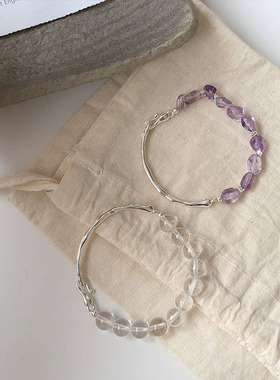 S925银半镯半链手链女不规则