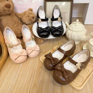 可爱甜美lolita低跟鞋 现货 小鼠饼
