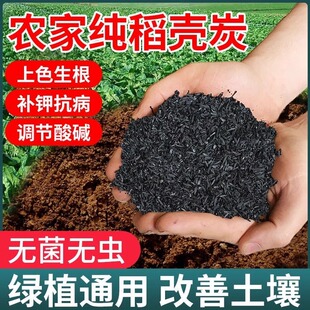 正宗稻壳炭颗粒草木灰肥料稻壳灰谷壳炭碳酸碱性防虫营养土有机肥