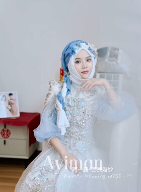 出租绣品新中式泡泡袖秀禾蓝色公主风显瘦重工秀禾服出门服