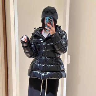 小蛮腰鹅绒羽绒服女短款收腰修身连帽黑色显瘦冬季外套高端小个子