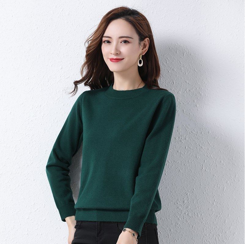 郴哥弟梦 市羊绒衫女95绵山羊绒圆领秋冬加厚高端羊毛衫打底毛衣