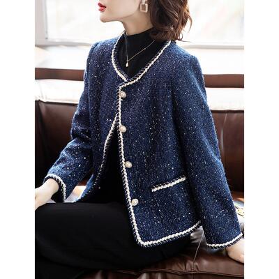 新款妈妈春秋装外套中年女装短款小香风西装中老年洋气上衣服50岁