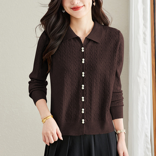 短款洋气小衫女春秋外搭针织开衫气质轻奢减龄高级感毛衣外套翻领