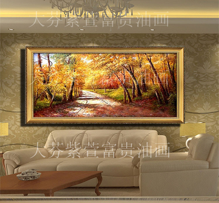 手绘客厅酒店别墅书房卧室装饰画挂画墙画黄金大道家居挂画图片