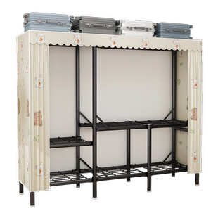 衣柜卧室家用出租房免安装折叠简易布衣柜全钢架加粗加厚结实耐用