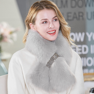 狐狸毛兔毛貉子毛绒毛领子围巾围脖冬季女百搭加厚长款韩版仿皮草