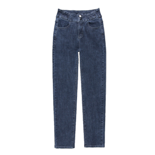 牛仔裤女直筒宽松显瘦2024年春秋新款高腰弹力小直筒烟管加长裤子