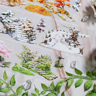 大象君 PET胶带 四季蜿蜒 陆制5mpet白墨+离型纸 古风庭院造景