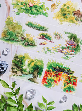 大象君 PET胶带随春好陆制5mpet白墨+离型纸 庭院绿色古风造景