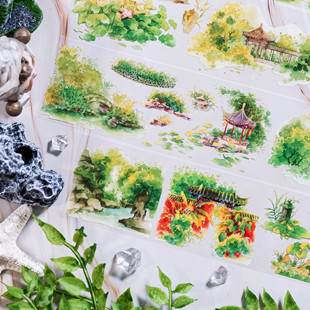 大象君 PET胶带随春好陆制5mpet白墨+离型纸 庭院绿色古风造景