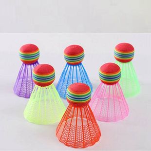彩虹羽毛球塑料球拍大頭兒童環(huán)保室內(nèi)專用彩色羽毛球材料兒童