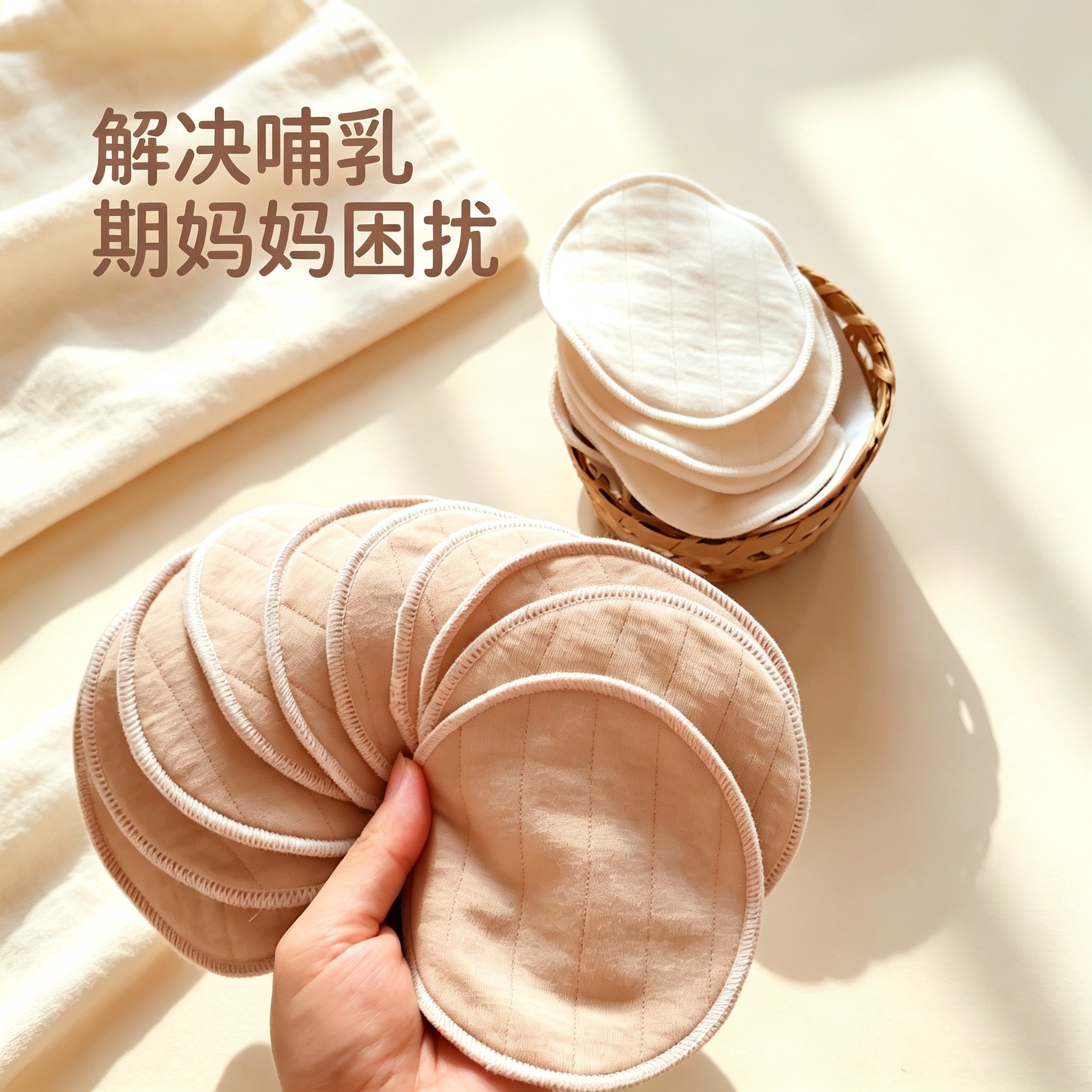 哺乳期喂奶胸垫透气薄款自缝内衣防凸点神器纯棉布可洗防溢乳垫图片