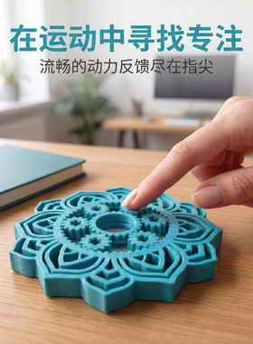 爆款曼陀罗花纹联动齿轮解压玩具指尖陀螺