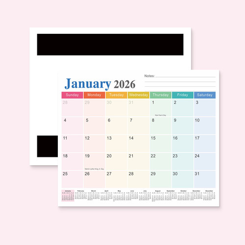 外贸欧美2026-27年18个月英文挂历磁吸冰箱贴日历家用月历计划表