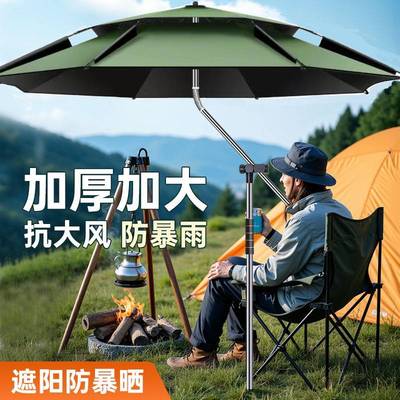 钓鱼伞新款户外专用遮阳大钓伞加厚摆摊黑胶防晒防雨垂钓拐杖伞