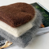 北欧小众手工拉毛针织帽子毛线帽冷漠纯色软糯糯冬季 男女款