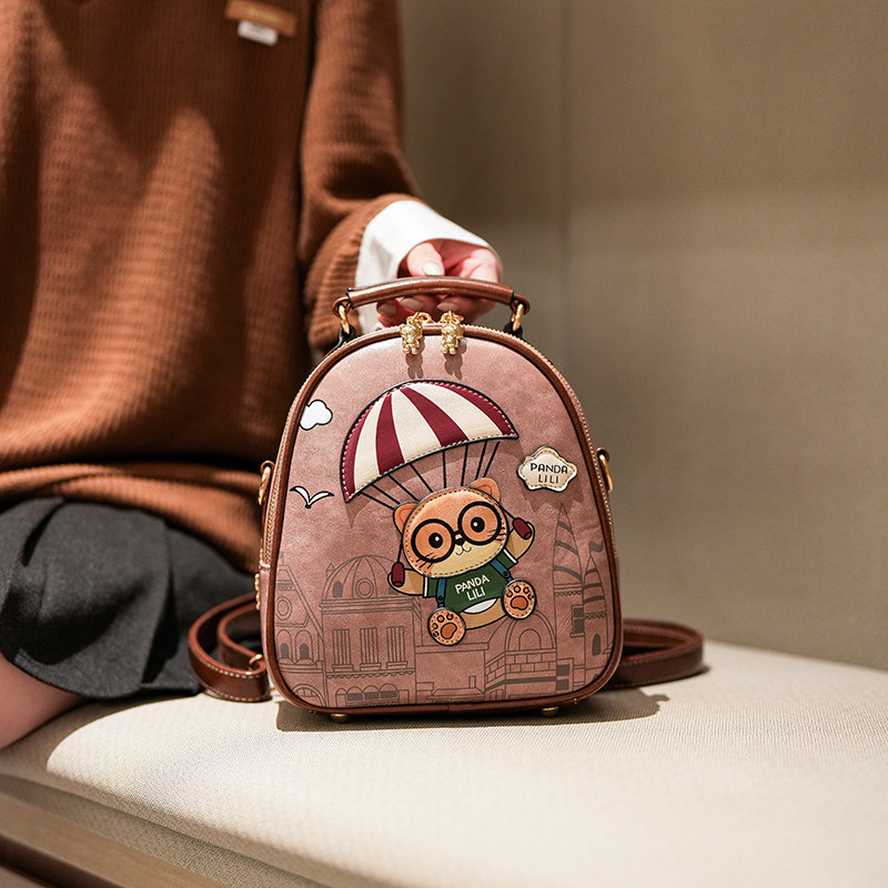 斜挎包小熊卡通包双肩包女小背包