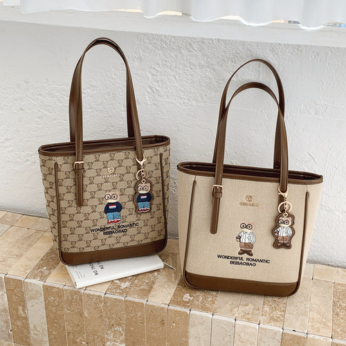 手提包刺绣帆布女包大容量托特包