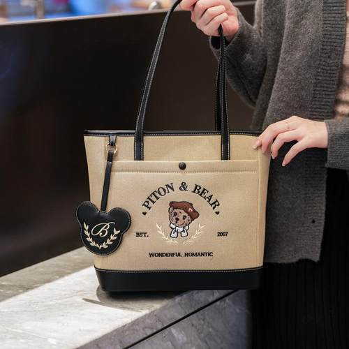 上课手提帆布背包刺绣单肩手提包