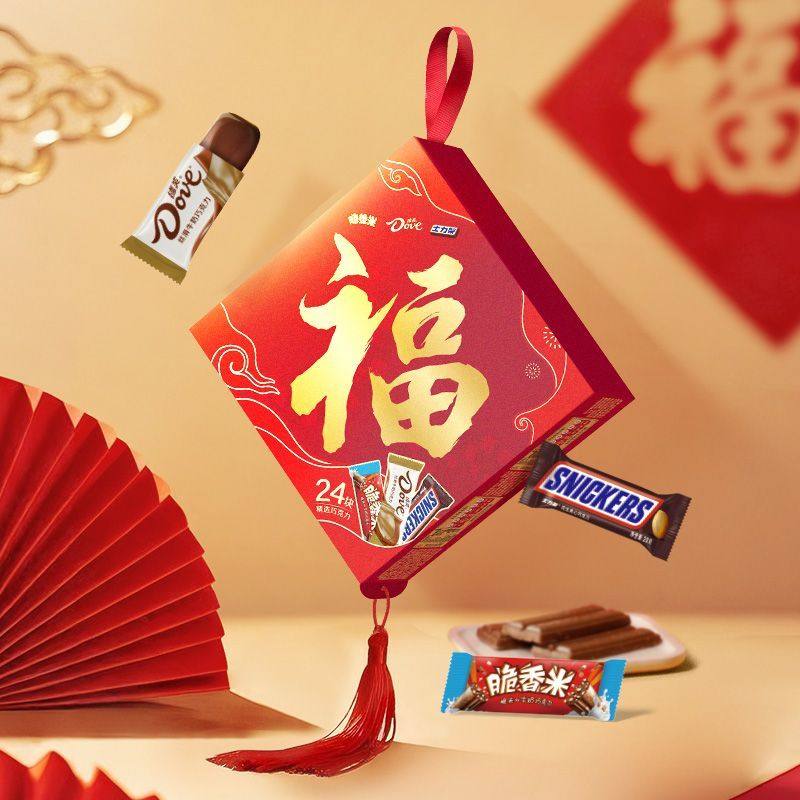 德芙巧克力中国结福字276g混合装士力架脆香米年货礼盒