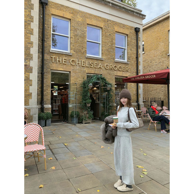 7793舒适百搭运动休闲风两件套秋冬新款日常穿搭圆领针织上衣长裤