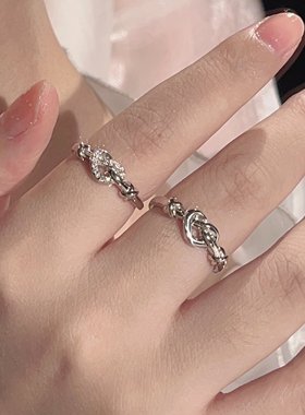 楚噢CHUO纯银S925银爱心戒指指环时尚可调节情侣对戒轻奢气质男女