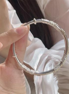 楚噢CHUO足银9999繁花似锦传承手镯手环纯银复古民族国风女生礼物