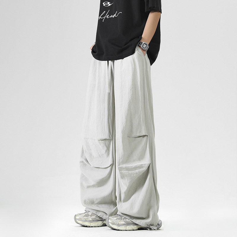 ACU男装|收褶抽绳休闲裤男2026夏季新品宽松垂感阔腿潮牌裤子男