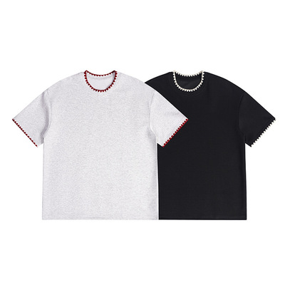 城市凡品 Neverules美式重磅贝壳绣设计感潮牌T恤男320g短袖T8360