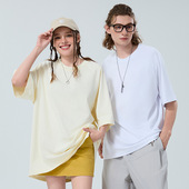 休闲简约插肩袖 新款 t恤男宽松圆领夏季 短袖 百搭情侣上衣 夏季