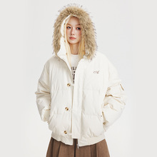 CATTEE美式90白鸭绒毛领连帽男士羽绒服冬季通勤防寒保暖短款外套