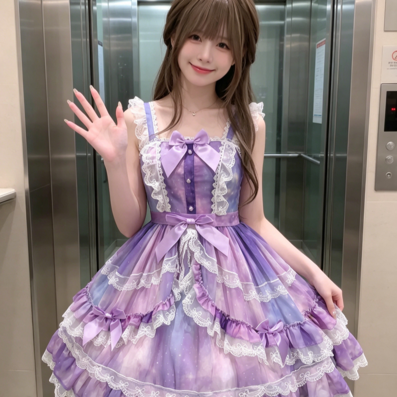 洛丽塔原创Lolit绝美紫色连衣裙公主裙甜美蓬蓬裙仙女蕾丝蛋糕裙