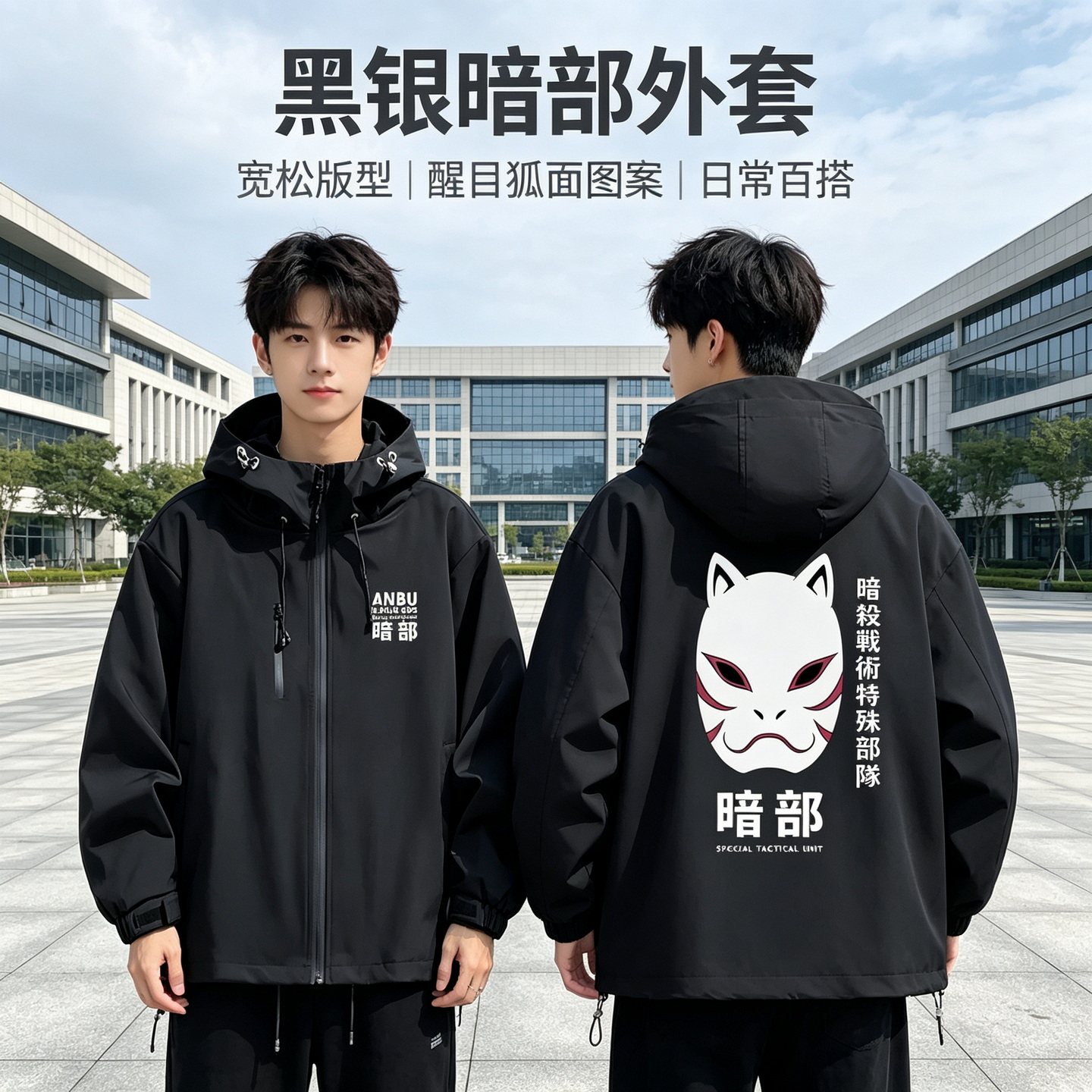 连帽秋冬新款宽松防风冲锋衣