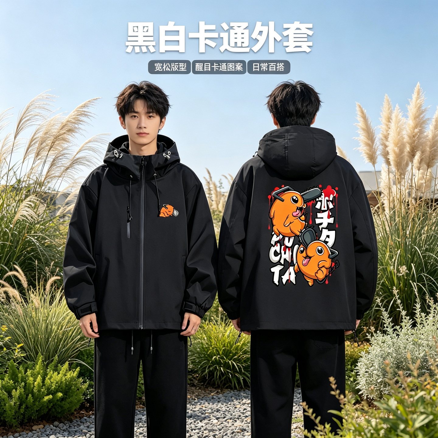 连帽秋冬新款宽松防风冲锋衣