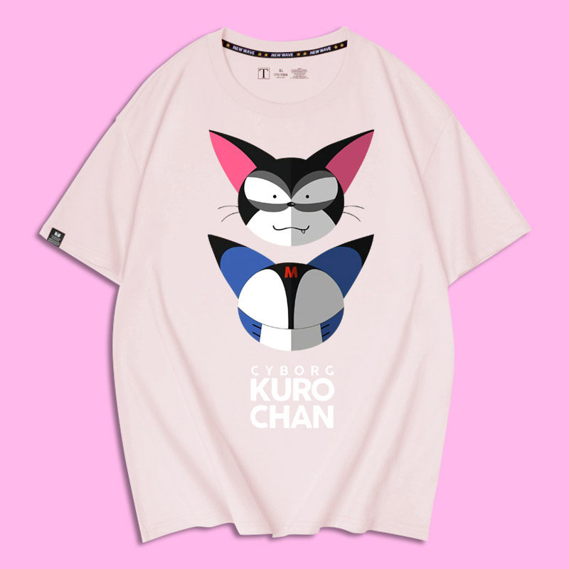 游戏周边联名霹雳酷乐猫男女学生夏季新款纯棉落肩短袖t恤情侣装