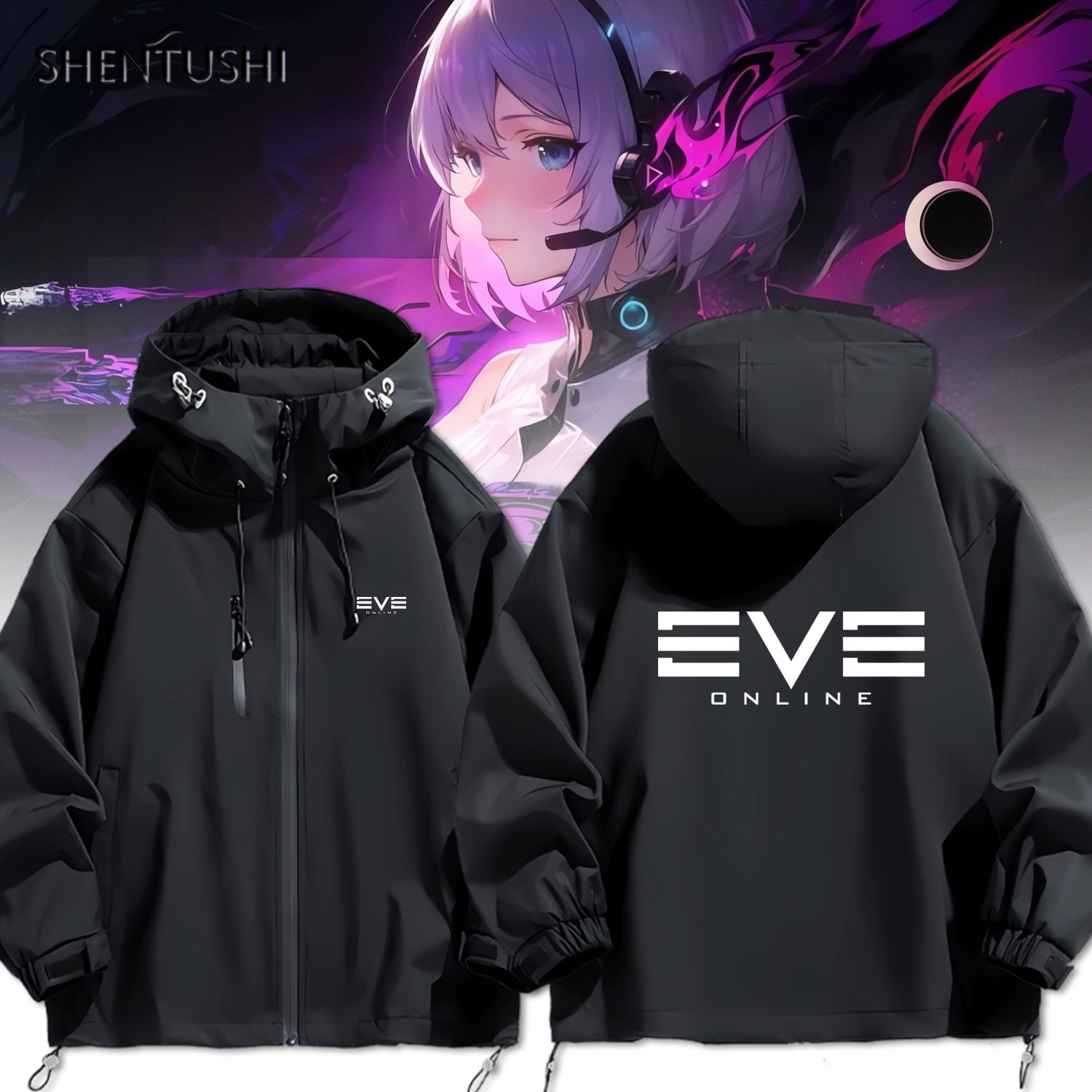 EVE无烬星河星战前夜晨曦游戏周边秋季男女生连帽冲锋衣夹克外套