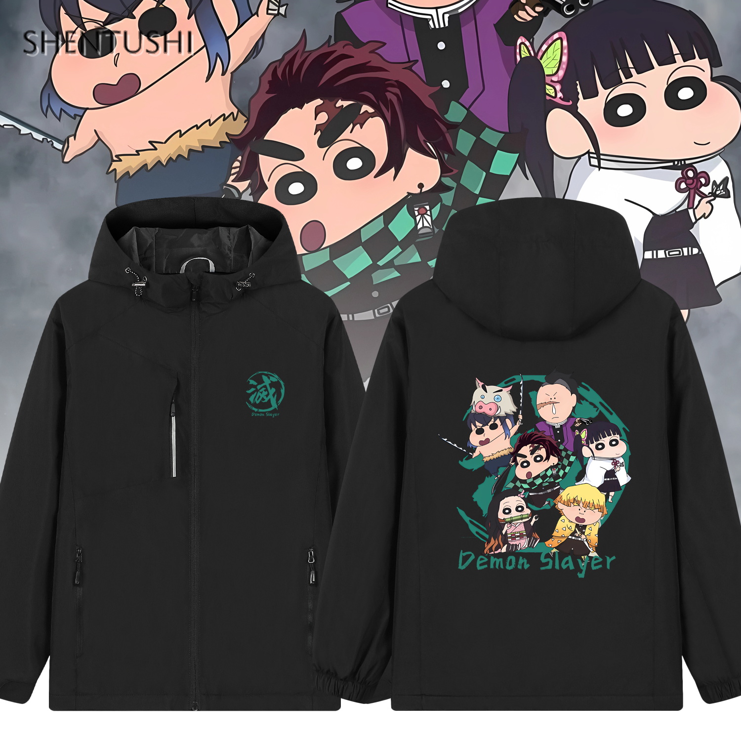 连帽秋冬加绒宽松防风冲锋衣情侣