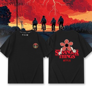 Stranger Things怪奇物语魔王美剧周边吸汗纯棉衣服男女生短袖T恤